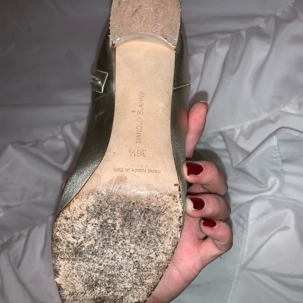 Manolo Blahnik Brusta Platinum Gold Booties - Picture 8 of 8